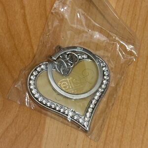 Silver Heart Photo Keychain with Rhinestones